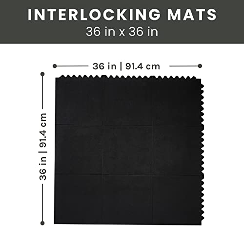 Image of Envelor Interlocking Rubber Tile - Gym Flooring, Commercial Floor Mat, Exercise Equipment Mat, Home Gym, Garage Flooring, Durable Outside Doormat - 90 X 90 Cms, Black