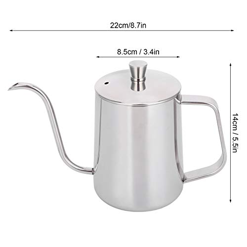 Tetera de café de 600 ml en acero inoxidable 304 con tapa y boquilla delgada 5