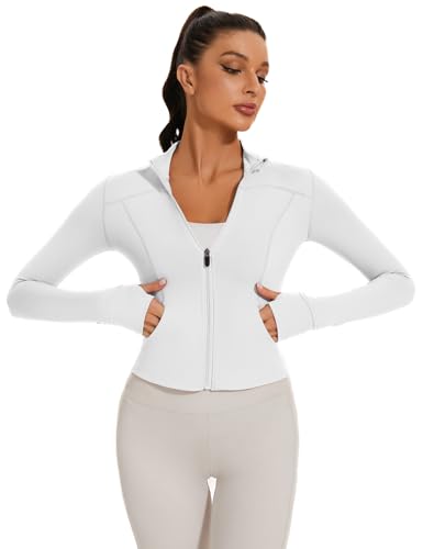 LOMON-Workout-Jackets-for-Women-Grey-Cropped-Running-Yoga-Zip-Up-Track-Jacket-with-Pockets