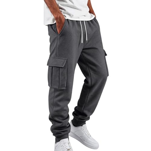 Men's Cargo Pants Casual Drawstring High Waisted Joggers Hiking Pant