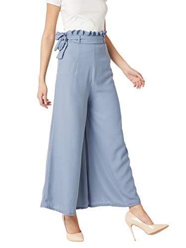 Image of Miss Chase Women's Blue Wide-Leg Trouser Pants