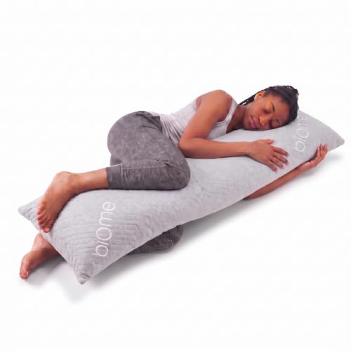 Snuggle-Pedic Body Pillow for Side Sleepers for Adults - Full Body Maternity Pillow Support Legs, Belly & HIPS - Shredded Memory Foam & Cooling Pregnancy Pillow Cover - 20x54 Light Gray