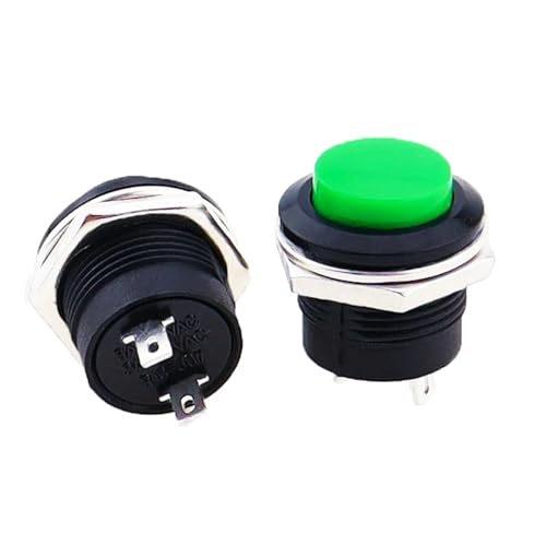 Interrupteur bouton-poussoir momentané 16mm vert R13-507 pour stopper les faux contacts