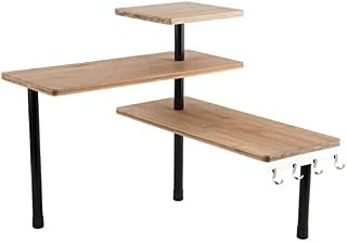 Totally Addict ADDICT KB5843 - Modular Corner Shelving (3 Levels, Bamboo, Metal and Polypropylene, 43 x 43 x 38 cm), Color brown