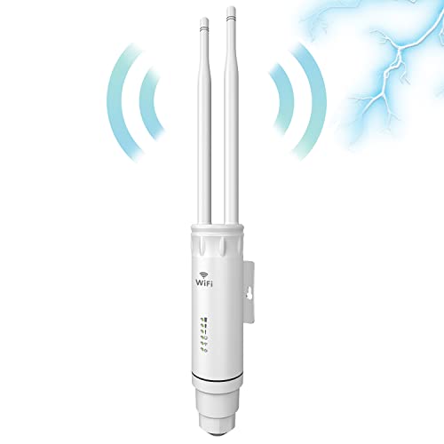Point d'accès WiFI Extérieur AC1200 Répéteur WiFI Extérieur Double Bande Amplificateur WiFi 2,4 GHz&5 GHz WiFI Extender AP Outdoor WIFI Repeater Imperméable avec 2 Antennes Cover