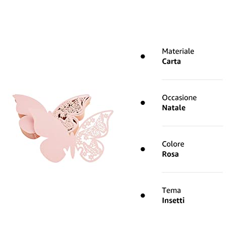 FLOWOW 100x Farfalla Decorazioni Perlato Rosa