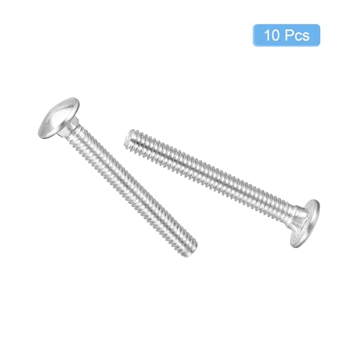 Image of uxcell 1 /4-20x2-1 /4 Carriage Bolt, 10pcs Round Head Square Neck Screws, 304 Stainless Steel, Fully Threaded, Silver