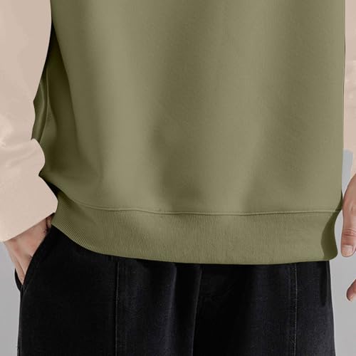 Cambkatl Color Block Sweatshirt for Men Loose Raglan Long Sleeve Pullover Casual Crewneck Patchwork 2025 Spring Tops4