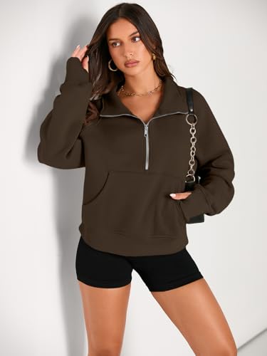 Image of AUTOMET Womens Sweatshirts Half Zip Cropped Pullover Fleece Quarter Zipper Hoodies 2026 Fall Fashion Outfits Clothes
