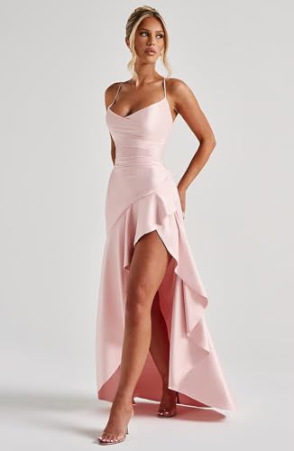 Ruffle Prom Dresses 2025 Corset Satin Bridesmaid Dresses Long Hi-Low Formal Cocktail Gown2