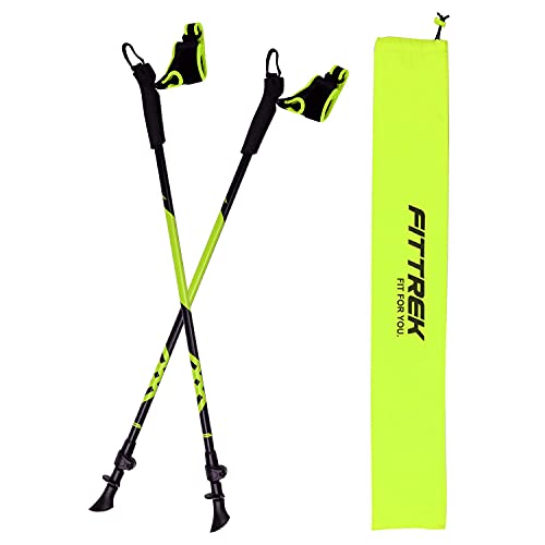 FitTrek Nordic Walking Poles for Men Women - 2 Pack Aluminum Nordic Walking Sticks - Nordic Poles with Ergonomic Grip Adjustable Ultralight for Hiking, Camping, Trekking, Mountaineering, Backpacking