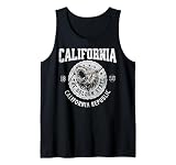 California Golden State Retro California Republic Bear Head Tank Top