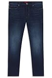 hugo boss jeans herren 708 Knopfverschluss HUGO Herren 634 Tapered-Fit Jeans aus dunkelblauem Stretch-Denim Dunkelblau 33/32