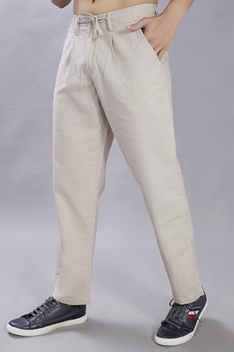 Image of DIVISIVE Men's Relaxed Fit Front Pleated Cotton Linen Blend Trousers