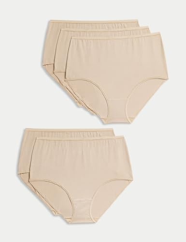 Image of Marks & Spencer Womens Cotton Blend Solid High Rise Full Briefs (Pack of 5)