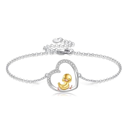 URONE Penguin/Fox/Duck/Guinea Pig/Paw Print 925 Sterling Silver Animal Bracelet Cute Animal Jewelry Gifts for Women