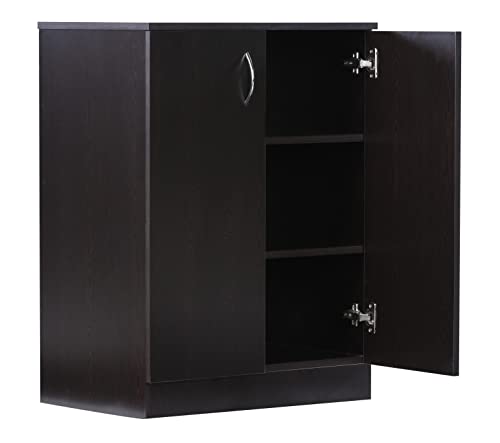 Image of DeckUp Apollo 2-Door Engineered Wood Shoe Rack, Shoe Cabinet And Shoe Stand (Dark Wenge, Matte Finish), 40 x 61 x 91.5 Cm