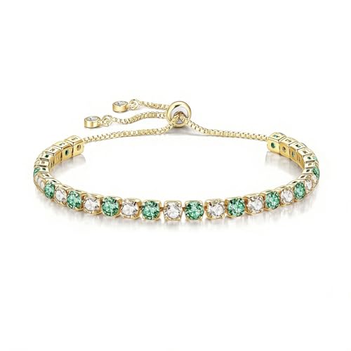 Suonie Delicado 14K Encanto Cristal 1-12 Meses Piedra de Nacimiento Pulsera Regalo Para la Hija Madre Hermana Sobrina Cumpleaños Navidad Joyería Ajustable (Mayo)