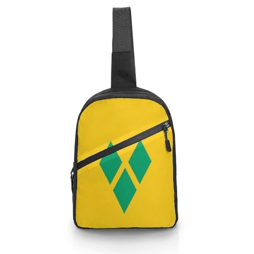 Saint Vincent Grenadines Flag Chest Bag Foldable Crossbody Unisex Pack Travel Hiking Adjustable Shoulder Straps Sling Bags