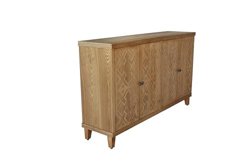 Image of Exquisite Handcarved Buffet Cabinet - Vintage Sideboard Storage for Entryway, Living Room & Dining | Accent Console Cabinet with Solid Wood Frame