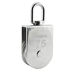 JCBIZ 1-Pack M75 Single Pulley Block Stainless Steel Heavy Duty Hardware Single Wheel Swivel Rigging...