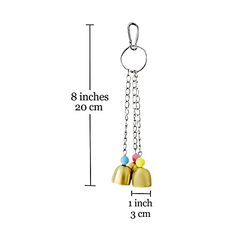 Image of SunGrow Parrot Bell Toy Accessory, Galvanized Steel Jingle Chime Set with Hanging Clip, Cage Chew Play Item for Cockatiel Conure Lovebird, Small Bird Plaything Sound Enrichment