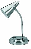 V-LIGHT Charging Outlet CFL Desk Lamp with 2 Grounded 2.5A Power Outlets and Adjustable Gooseneck Arm (VS20105BN)