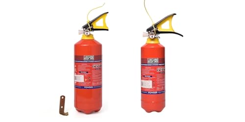 Image of Secure Guard ABC Powder Type (1kg + 2kg Combo) Fire Extinguisher ISI Mark with Wall Mount Hook and How to use Instruction Manual for Home, Kitchen, Office, School and Industrial Use