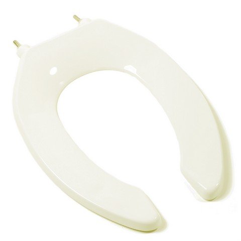 Commercial Quality Elongated Toilet Seat with Stainless Steel Hinges Post & Self Sustaing Hinges44; Biscuit & Linen