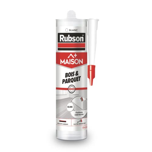 Rubson Maison, Mastic Bois et Parquet Couleur Blanc, Mastic Acrylique pour Tous Supports Bois et Maçonnerie, Joints pour Intérieur et Extérieur, 280 ML Cover