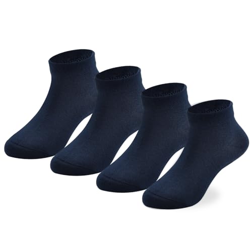 Image of EPEIUS Kids' Low Cut Ankle Socks Cotton Seamless Toe Sport Athletic Socks for Boys Girls White Black Navy 4 /8 Pack