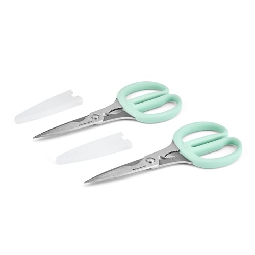 Image of KitchenAid Classic 2-Piece Multipurpose Kitchen Shear Set with Blade Sheath - Spearmint, Herb Stripper, Poultry Shears, Pizza Cutter, Nutcracker