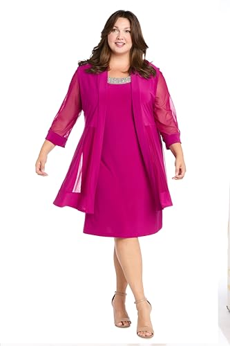 Image of R&M Richards Women's Petite Glitter Trim Jacket Dress