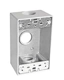 Sealproof 1-Gang 3 Hole 3/4-Inch Weatherproof Rectangular Horizontal Electrical Outlet Box with 5 Outlet Holes, Three 3/4