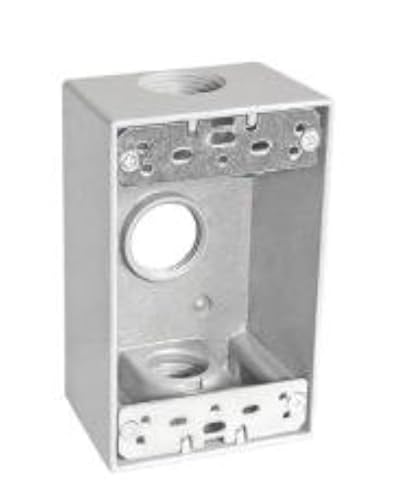 Sealproof 1-Gang 3 Hole 3/4-Inch Weatherproof Rectangular Horizontal Electrical Outlet Box with Three 3/4