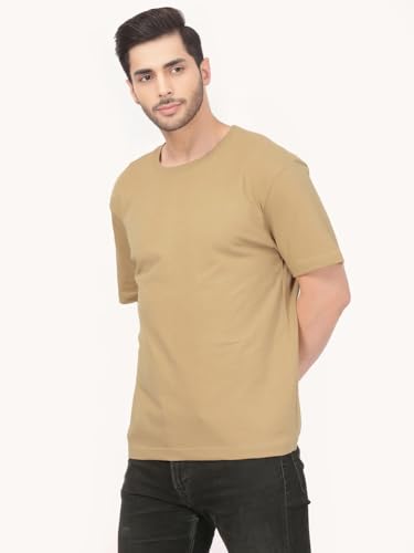 Image of Men's Plain Cotton Crew Neck T-Shirt Regular Fit Short Sleeve Tee