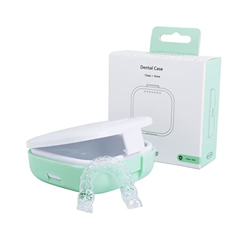 encase Dental Retainer Case with Dental Bath Dual Purpose Hygienic Denture Case for Storage and Immersion of Mouthguards Ortho Retainers + Dental Appliances (Mint Green)