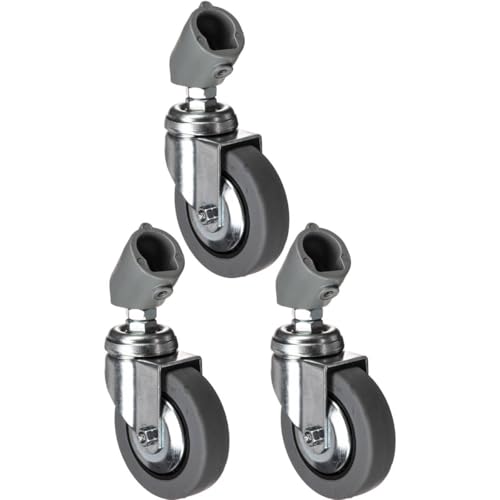 Manfrotto 109 Jeu de 3 Roulettes sans freins avec Adaptateur 80 mm + Pied 22 mm Noir