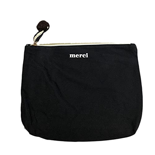 Myhoomowe Bolsa de Cosméticos de Lona Coreana para Mujeres, de Lavado, Bolsa Cosmética de Viaje, Organizador de Maquillaje, Bolsa Negra, Negro