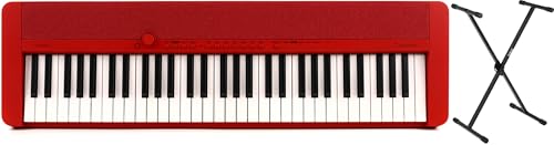 カシオ CT-S1 61キー ポータブルキーボード スタンド付き - レッド