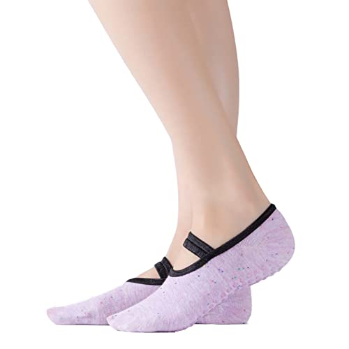 Image of Yoga Pilates Socks with Grips Band for Women Non Slip Cushioned Low Cut Socks for Dance Barre Ballet