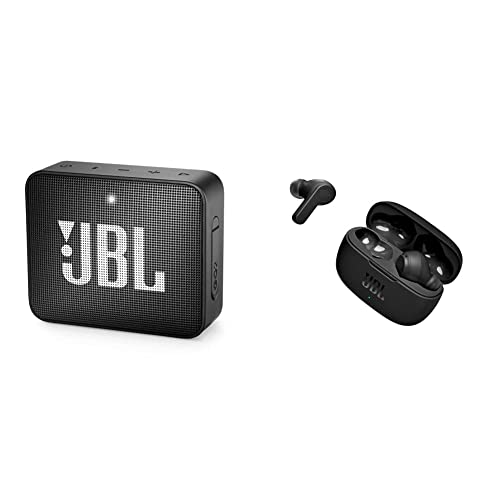 JBL GO2 - Waterproof Ultra-Portable Bluetooth Speaker - Black & Vibe 200TWS True Wireless Earbuds - Black