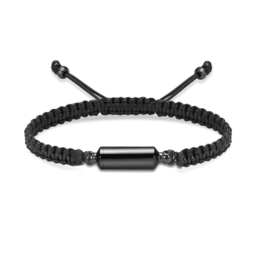 Hearbeingt Cremation Urn Bracelet for Ashes Adjustable Rope Cylinder Urn Bracelet Bangle for Ashes for Men Women Stainless Steel Memorial Keepsake Bracelet Jewelry