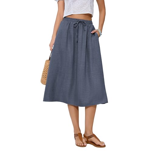 Image of Witsmile Women's Summer Pleated High Waisted Casual Flowy Skirt Pockets