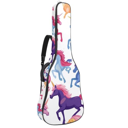 Sac pour guitare acoustique licorne arc-en-ciel à double poche de rangement
