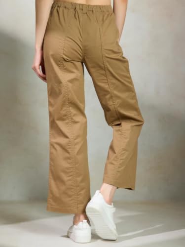 Image of GRECIILOOKS Cargo Pants For Woman | Trousers For Womans |High Waist Cotton Trouser for Women - Flared Parachute Pants with Side Pockets |Womens Cargo Pant | Elegant for College & Events (Available in Plus Size)