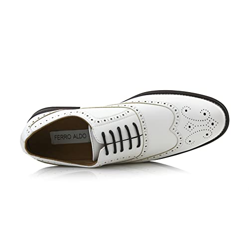 Image of Ferro Aldo Men's Wingtip Oxford Dress Shoes | Classic Brogue & Two-Tone Spectator Styles | Formal Wedding Business Party Shoe