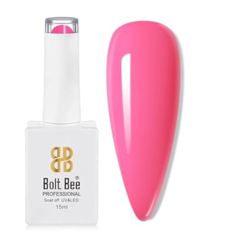 Image of Bolt Bee Dark Pink Color Gel Nail Polish Soak Off UV Gel DIY at Home Manicure Salon Nail Art (43, 15ml)