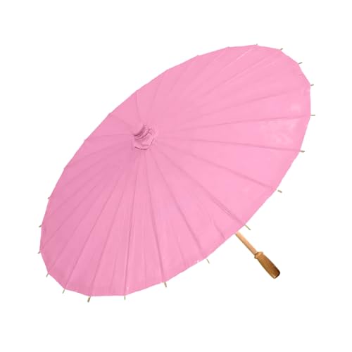 SHINROAD Parapluie en papier coloré avec poignée en bambou, style chinois, artisanat décoratif, peinture à l'huile, parasol vintage léger, rose, 30 cm