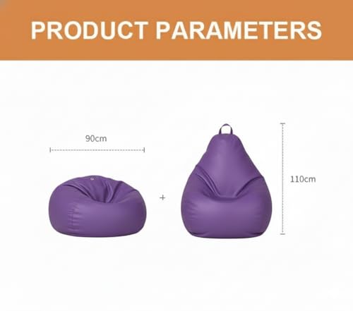 Image of 4XL Leatherette Bean Bag Chair with Footrest & Cushion with Beans Filled (Ready to Use) Color- (Purple, Bean Bag Only)